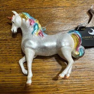 Robert Stanley White rainbow Unicorn Ornament